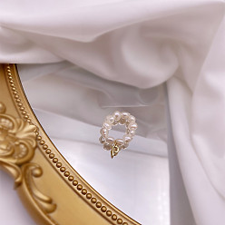 Letter P Перстни из натурального пресноводного жемчуга, с подвеской в виде буквы из сплава золотистого тона, Письмо P, внутренний диаметр: 16 мм