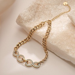 Настоящее золото 18K 304 браслет из нержавеющей стали с микропаве из циркония, реальный 18 k позолоченный, 7 дюйм (17.8 см)