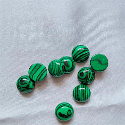 Малахит Синтетические малахитовые кабошоны, плоско-круглые, 12 мм
