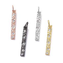 (52) Непрозрачная лаванда Латунные микро проложить кубического циркония подвески, долговечный, прямоугольные, прозрачные, разноцветные, 22x3x1.4 мм, отверстие : 3.5 мм