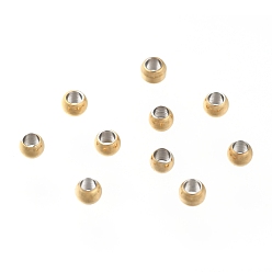 Golden Vacuum Plating 304 Stainless Steel Spacer Beads, Round, Golden, 3x2mm, Hole: 1.6mm