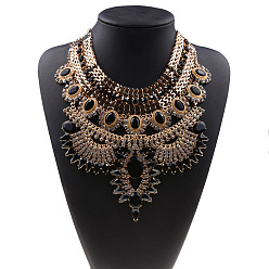 Реактивный Самолет Массивные ожерелья-нагрудники из сплава со стразами и цветочным узором для женщин, золотые, струя, 16.93 дюйм (43 см)