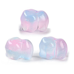 Разноцветный Окрашенные бусины из стекла, слон, красочный, 11x14x9.5 мм, отверстие : 1.2 мм