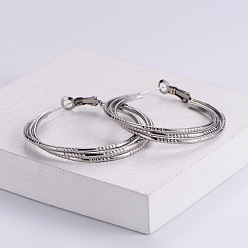 Нержавеющая Сталь Цвет 6 пары тройных серег-колец из нержавеющей стали, цвет нержавеющей стали