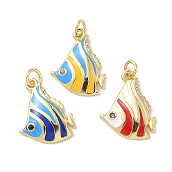 (52) Непрозрачная лаванда Подвески из латуни с морскими животными и эмалью, стойки покрытие, без кадмия и без свинца, долговечный, с целью перехода в кольце, реальный 18 k позолоченный, разноцветные, 20x15.5x2.5 мм, отверстие : 3.5 мм