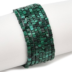 Малахит Нити из натурального малахителя, квадратный, 1.5x1.5x1~1.5 мм, отверстие : 0.5 мм, около 344 шт / нитка, 14.96'' (38 см)