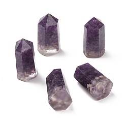 Аметист Остроконечная пуля из смолы украшение для дома, с натуральным аметистом внутри, шестиугольная призма, 50~52x25~28x20~22.5 мм