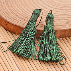 Green Nylon Thread Tassel Big Pendant Decorations, Green, 43x6mm