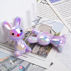Lilac UV Plating Opaque Acrylic Beads, Rabbit, Lilac, 38.6x20x12mm, Hole: 2.5mm