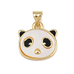 Золотой Латунь эмаль подвески, очарование панды, с оболочкой, без кадмия и без свинца, золотые, 16x15.5x2.5 мм, отверстие : 3.5x4 мм