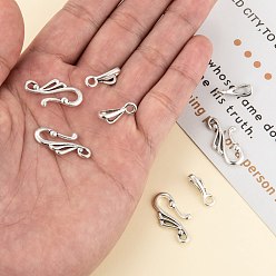Antique Silver Tibetan Silver Hook and Eye Clasps, Lead Free and Cadmium Free, Wing, Antique Silver, Toggle: 12mm wide, 25mm long, Bar: 16mm long, hole: 3mm