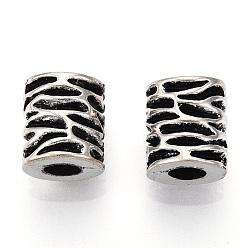 Античное Серебро Европейские сплавочные бусины тибетского стиля , бусины с большим отверстием, без кадмия и без свинца, колонка, античное серебро, 10x9x8.5 мм, отверстие : 4 мм