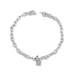 Платина Изготовление браслета с подвеской из латунной цепочки м, за половину пробурено бисера, платина, 7-1/8~7-1/8 дюйм (18~18.2 см), штифты : 1 мм