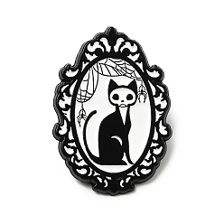 Cat Shape Овальные эмалированные значки, булавки для лацканов из сплава для одежды рюкзака, форма кошки, 31x21.5 мм
