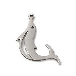 Dolphin Не тускнеющие 201 подвески из нержавеющей стали, лазерная резка, цвет нержавеющей стали, дельфин, 16x15.5x1 мм, отверстие : 0.7 мм