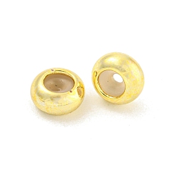 Настоящее золото 18K Латунные бусины, с силиконовым, рондель, реальный 18 k позолоченный, 6x3 мм, отверстие : 1.4 мм