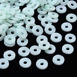 Turquoise Pâle Perles en fimo faits à la main, disque / plat rond, perles heishi, turquoise pale, 6x1mm, Trou: 1.8mm, environ3330 pcs / 1000 g
