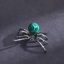 Малахит Украшения из натурального малахита для домашней вечеринки на Хэллоуин, паук, 40x47 мм