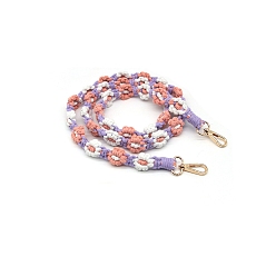 Pink Macrame Daisy Cotton Rope & Polyester Weave Bag Handles, for Bag Making, Pink, 130x2cm
