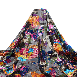 Noir 2 mètres de tissus en polyester, avec des paillettes colorées pour animaux de compagnie, motif de fleur, noir, 1100~1400x1mm