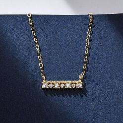 Настоящее золото 14K 925 Женские прямоугольные кулоны из стерлингового серебра с микропаве из прозрачных кубических цирконий, реальный 14 k позолоченный, 16.50 дюйм (41.9 см)