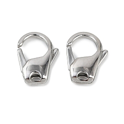 Oval 304 нержавеющая сталь застежка когтя омара, цвет нержавеющей стали, овальные, 17x12.5x4 мм, отверстие : 1.5x3 мм