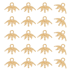 Настоящее золото 18K 20шт. латунные подвески-гвоздики для чашек, за половину пробурено бисера, цветок, реальный 18 k позолоченный, 10x9x7~7.5 мм, отверстие : 1.4 мм, штифты : 1 мм