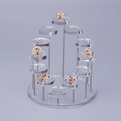 Clear Acrylic Organic Glass Ring Displays, Flat Round, Clear, 14.4x15.3cm