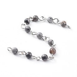 Камень Карты Цепочки из бисера ручной работы из натурального камня, несварные, с железным штифтом, платина, 12x4 мм, 39.37 дюйм (1 м) / прядь