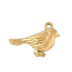 Настоящее золото 18K 304 подвески из нержавеющей стали, амулеты птиц, ионное покрытие (ip), реальный 18 k позолоченный, 17x23x3 мм, отверстие : 1.8 мм