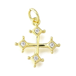 Настоящее золото 18K Латунные микро проложить кубического циркония подвески, крест прелести, с целью перехода в кольце, долговечный, без свинца и без кадмия, стойки покрытие, реальный 18 k позолоченный, 17x15x2 мм