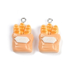 Food Подвески из смолы, имитация еды, с железной платиной петлей, багет, 25.5x16.5x5.5 мм, отверстие : 2 мм
