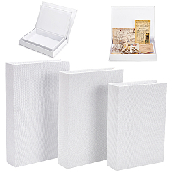 Белый 3шт. 3 размеры, коробки из мешковины для упаковки, форма книги, белые, 22.2~27x15.4~18x4.3~4.8 см, 1 шт / размер