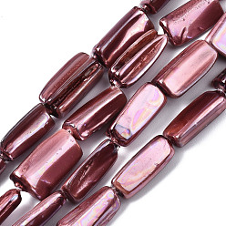 Indian Red Spray Painted Natural Freshwater Shell Beads Strands, Shell Shards, Nugget Stick, Indian Red, 15~20x5~13x3~10mm, Hole: 0.8mm, about 23pcs/strand, 15.35 inch~17.32 inch(39~44cm)