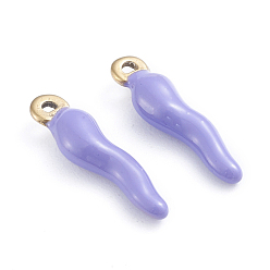 Лиловый Ионное покрытие (ip) 304 подвески из нержавеющей стали, эмалированные блестки, рог изобилия / итальянский рог корничелло амулеты, золотые, сирень, 17.5x4.5x3.5 мм, отверстие : 1~1.5 мм