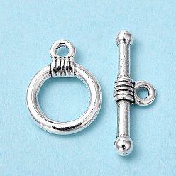 Antique Silver Tibetan Style Alloy Toggle Clasps, Lead Free and Cadmium Free, Antique Silver, 15x11mm, Hole: 2mm