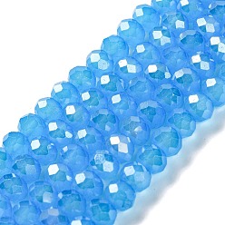 Темно-синий  Шифер Запекание гальванических нитей стеклянных бусин, AB цвет, граненые, рондель, темный сланец синий, 8x6 мм, отверстие : 1 мм, около 60~62 шт / нитка, 15.75'' (39~40 см)