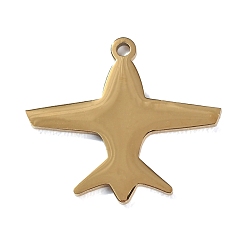 Oro 304 colgantes de acero inoxidable, encantos de avión, pulido a mano, revestimiento de iones (ip), dorado, 20x24x1.6 mm, agujero: 1.5 mm
