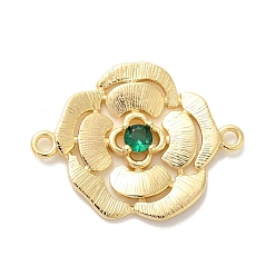 Зеленый Латунные подвески для стеклянных соединителей, цветок ссылки, без кадмия, без никеля и без свинца, реальный 18 k позолоченный, зелёные, 17x22.5x3 мм, отверстие : 1.4 мм