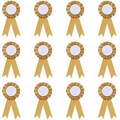 Gold 12Pcs Award Ribbon Shape Iron Badge Pins, Plastic Button Pin Brooches for Party Accessory, Gold, 155x75mm