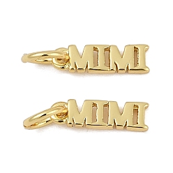 Настоящее золото 18K Латунь прелести, слово мими, с целью перехода в кольце, без кадмия и без свинца, стойки покрытие, долговечный, реальный 18 k позолоченный, 10.5x3x1 мм, отверстие : 3.2 мм