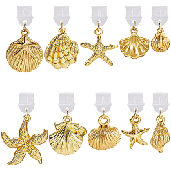 Золотой 10 шт 10 стили морские животные пластиковые мобильные пылезащитные заглушки, Сплав с подвесками, разнообразные, золотые, 23~38 мм, 1 шт / стиль