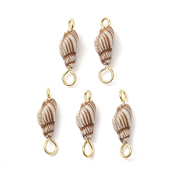 Golden Acrylic Pendants, Brass Loops, Conch, Golden, 18.5x6x5mm, Hole: 2mm