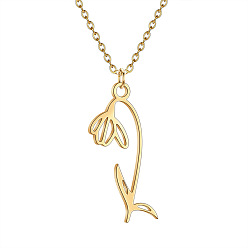 Золотой 304 Подвески-кулоны в виде цветка из нержавеющей стали для женщин, золотые, 15.75 дюйм (40 см)