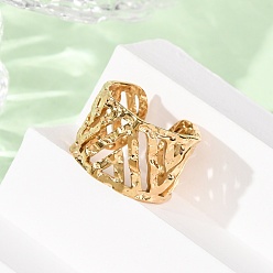 Золотой 304 кольца для манжет из нержавеющей стали с полой треугольной формой, ионное покрытие (ip), золотые, 14 мм, размер США 7 1/4 (17.5 мм)