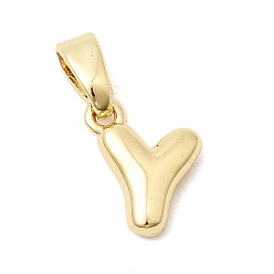 Letter Y Латунные подвески в виде букв, без свинца и без кадмия, долговечный, реальный 18 k позолоченный, Письмо Y, 9x8x2.5 мм, отверстие : 4.5x2 мм
