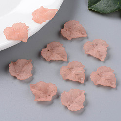 Chocolate Autumn Theme Transparent Frosted Acrylic Pendants, Maple Leaf, Chocolate, 24x22.5x3mm, Hole: 1mm, about 1312pcs/500g