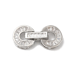 Платина Реечное покрытие латунь микро паве прозрачный кубический цирконий складные застежки, без кадмия и без свинца, долговечный, платина, 23 мм