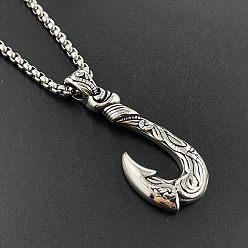 Нержавеющая Сталь Цвет Ретро 304 подвеска в виде рыболовного крючка из нержавеющей стали в стиле океанского панка, цвет нержавеющей стали