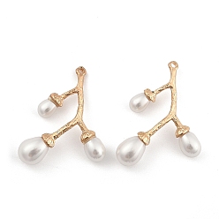 Light Gold Подвески из цинкового сплава, с пластиковой бисера, филиал, золотой свет, 28.5x25x7 мм, отверстие : 1.2 мм